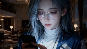 幽暗豪宅戴眼镜的美女