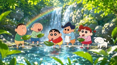 蜡笔小新林间夏日戏水