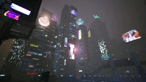 赛博朋克 雨天城市