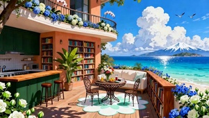 海边海景树木