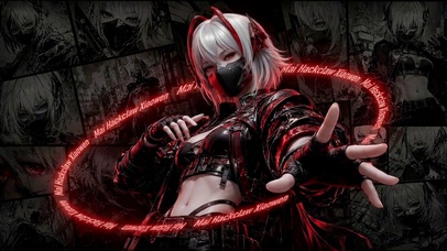 文字环绕红黑机能美少女