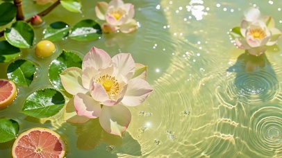 夏日波光水漾盛开荷花