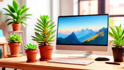 办公桌上的多肉