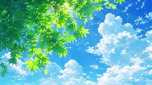 蓝天绿叶晴空
