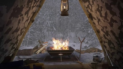冬季雪山独营篝火