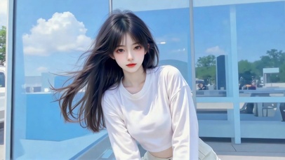 晴空窗边纯欲少女