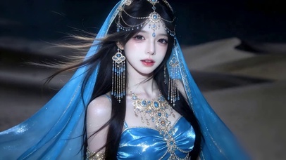 克莱因蓝衣西域少女