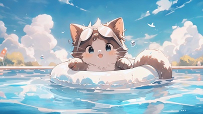 和猫咪一起游泳