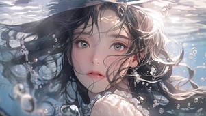 清纯水中少女