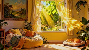 午后晒着太阳小憩的猫咪