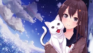 唯美女孩和猫咪