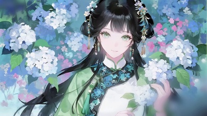 唯美清新绣球花少女