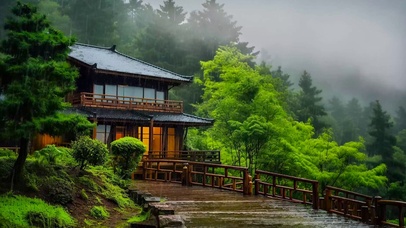 雨天云雾山庄