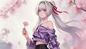 樱花下白发少女