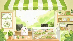 抹茶青团甜品店的小白熊