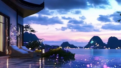 夜景星空带鱼屏