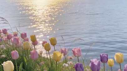 湖畔郁金香