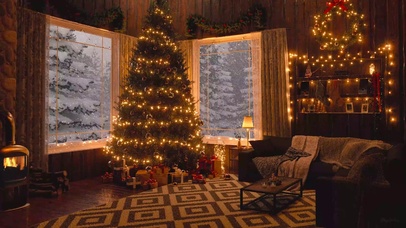 舒适的冬季圣诞节房间