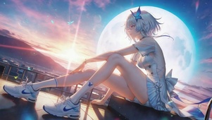 落日天台银发美少女守岸人