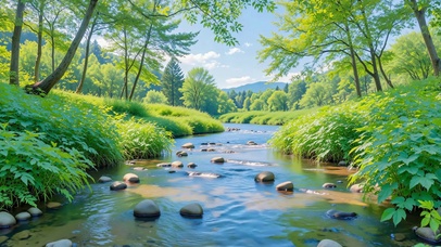 护眼林间小溪流