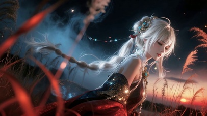 绝美氛围感白发古风国风汉服女孩