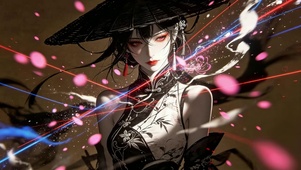 武侠风斗笠侠客