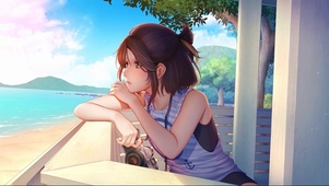 海边度假少女
