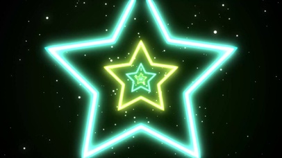 闪烁的星星形霓虹灯隧道