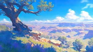俯瞰阳光鲜花山谷
