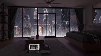 都市午夜雨天安静房间