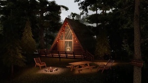 雨中的露营屋