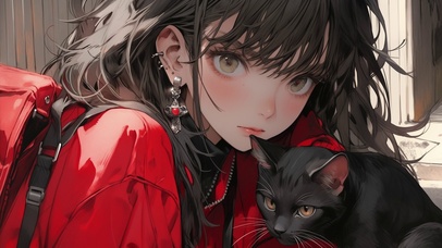 少女和猫