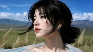 晴空旷野清新唯美美女