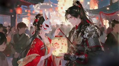 上元节花灯古风情侣