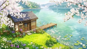 湖畔樱花小屋