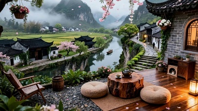 烟雨江南小院