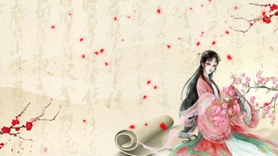 古风桃花飞花美女