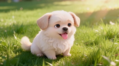 可爱草地哈巴狗