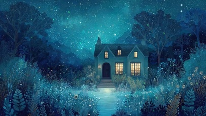 夜景星空树木绿景