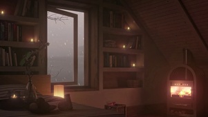 风雪河边舒适小屋