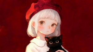 可爱女孩与猫咪