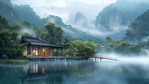 护眼山川树木河流