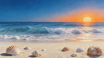 夕阳海滩