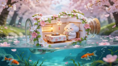 湖面玻璃瓶小房间