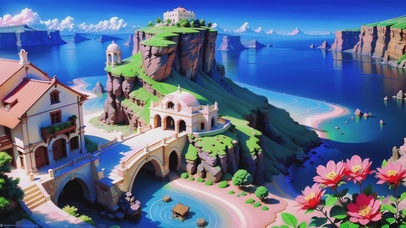 清新护眼海边3D小屋