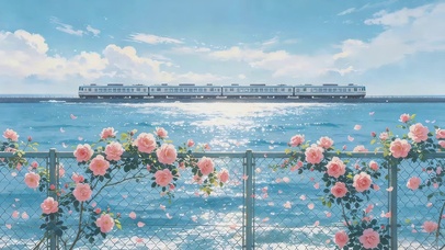 玫瑰海边列车