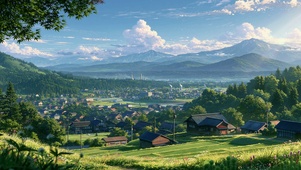 治愈系村庄风景