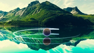 4K湖泊中漂浮的星球