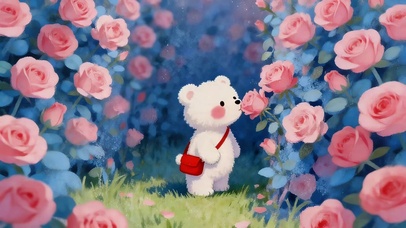 玫瑰花园小熊