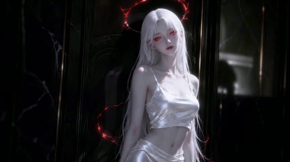 白发红眸暗黑氛围感美少女